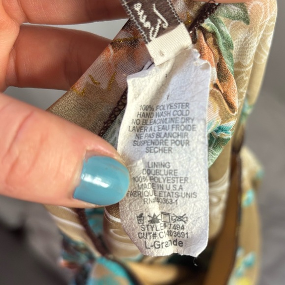 VTG Y2K Brown Floral Boho Batwing Sleeve Kimono Blouse with Waist Tie Size L - Picture 15 of 15